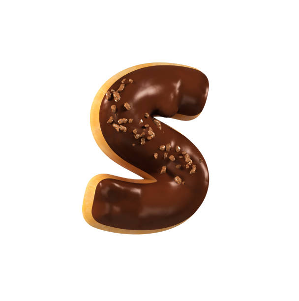 초콜릿 도넛 글꼴 개념입니다. 맛 있는 문자 s - cookie letter 뉴스 사진 이미지