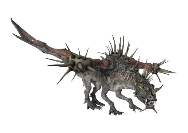 istock 3D Rendering Fantasy Spiky Dragon on White 831669204