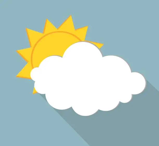 Vector illustration of White clouds and sun. Vector. Free space for text or advertising