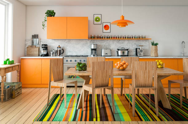 intérieur de cuisine domestique - domestic kitchen appliance home interior house photos et images de collection