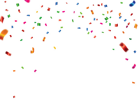 Colorful celebration background with confetti. Vector Illustration.