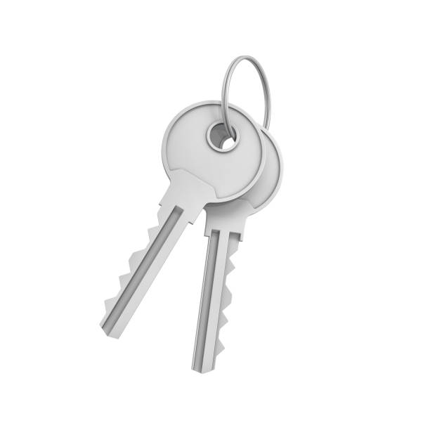 istock 3d rendering of two isolated silver keys on a key ring 831683536