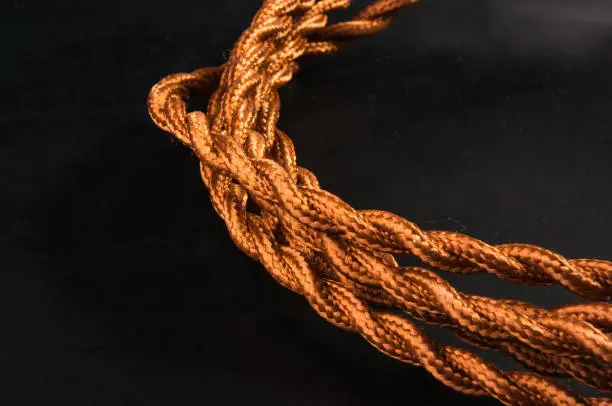 Photo of Electric cable in brown braid