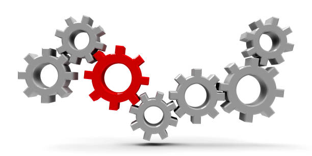 istock Many gears with red gear 831687786