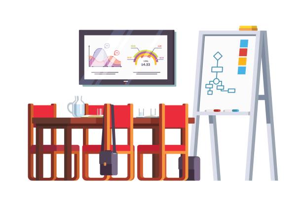 illustrations, cliparts, dessins animés et icônes de board room ou conférence salle avec table - cartoon business meeting training