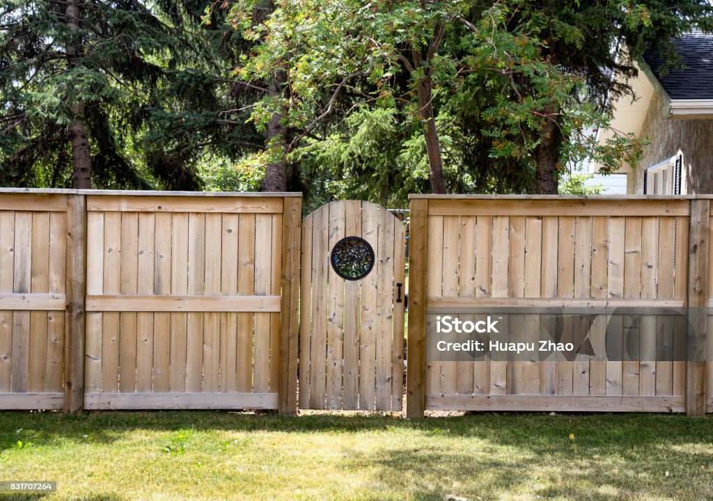 The Backyard Door The door outside backyard Fence Stock Photo