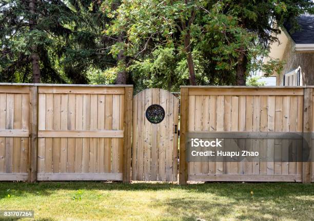 The Backyard Door Stock Photo - Download Image Now - Fence, Gate, Wood - Material