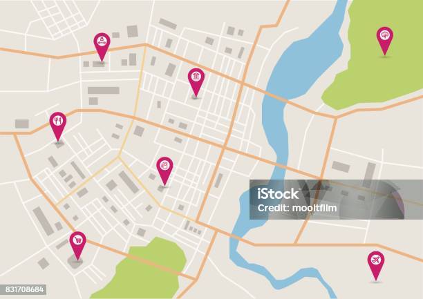 Vector City Map Stock Illustration - Download Image Now - City Map, Map, Direction