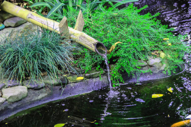 istock Bamboo water pipe in the garden 831712110