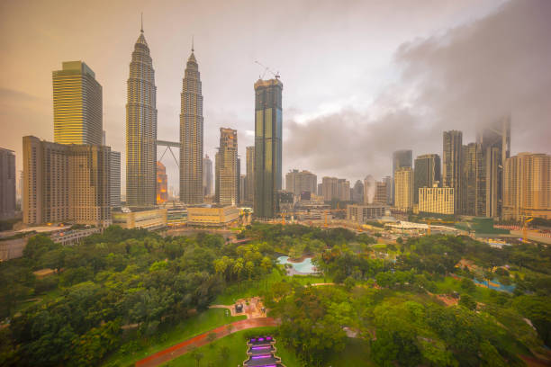 Sunset at Kuala Lumpur city skyline stock photo