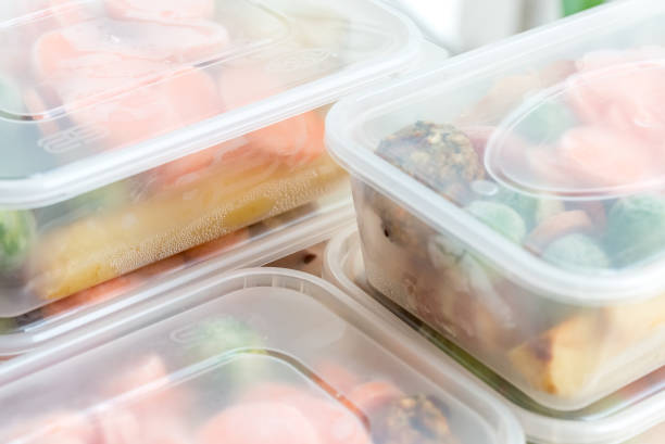 istock Meal prep. Close up of roast dinners in containers. 831716604