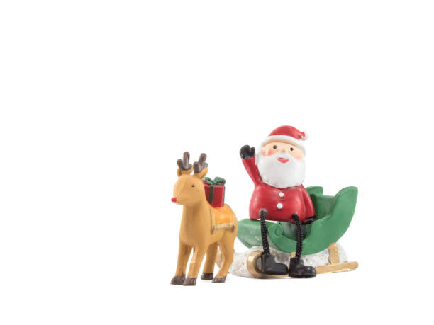 istock reindeer lug green sleigh  santa claus sit on gesticulate your hand isolated 831724522