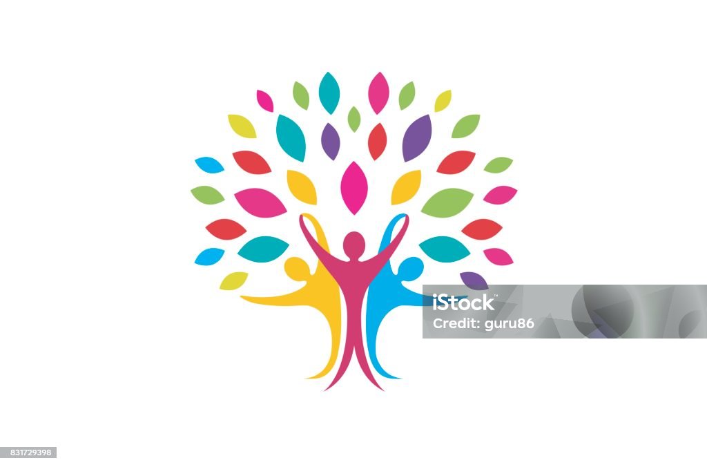 Creative Creative Colorful People Tree Symbol Design Creative Creative Colorful People Tree Symbol Design Illustration Growth stock vector