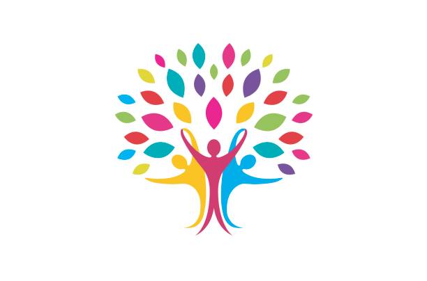 Creative Creative Colorful People Tree Symbol Design Creative Creative Colorful People Tree Symbol Design Illustration wellness concept stock illustrations