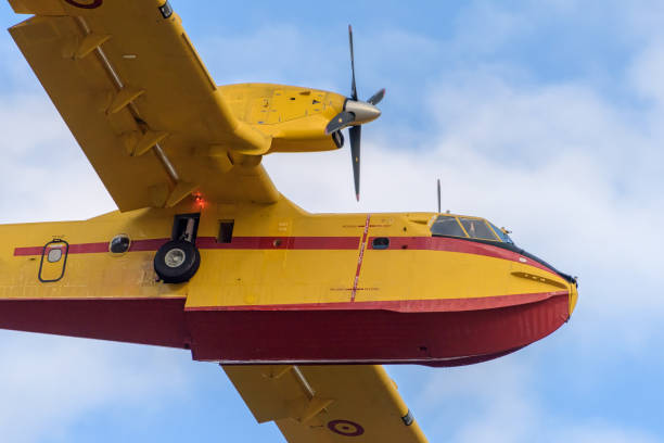istock Close up view of fire fighting airplane in the air 831732502