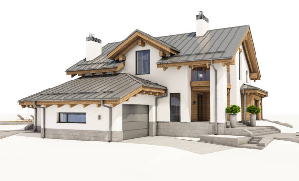 istock 3d rendering of modern cozy house in chalet style 831736692