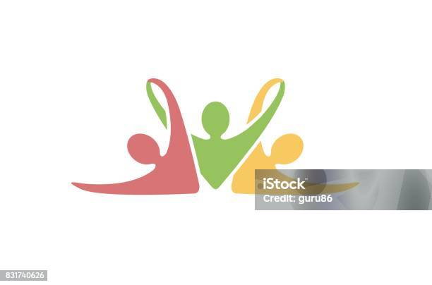 Creative Colorful Abstract People Symbol Design Stock Illustration - Download Image Now - Togetherness, A Helping Hand, Hand