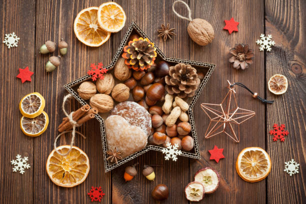 istock Snacks and decorations for Christmas in a star shaped box 831740844