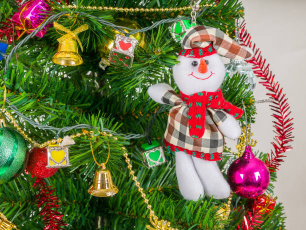 istock Snow man and accessories decorated with Christmas tree 831741018