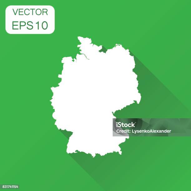 Germany Map Icon Business Cartography Concept Outline Germany Pictogram Vector Illustration On Green Background With Long Shadow Stock Illustration - Download Image Now