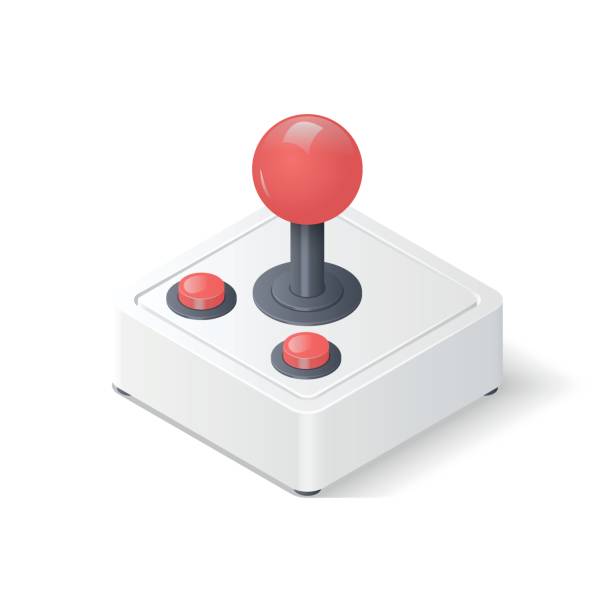 ilustraciones, imágenes clip art, dibujos animados e iconos de stock de gamepad joystick 3d - palanca de juego