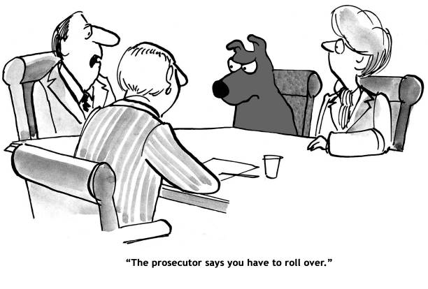 Prosecutor Demands Legal cartoon about a plea deal, requires rolling over. lawyer cartoon stock illustrations