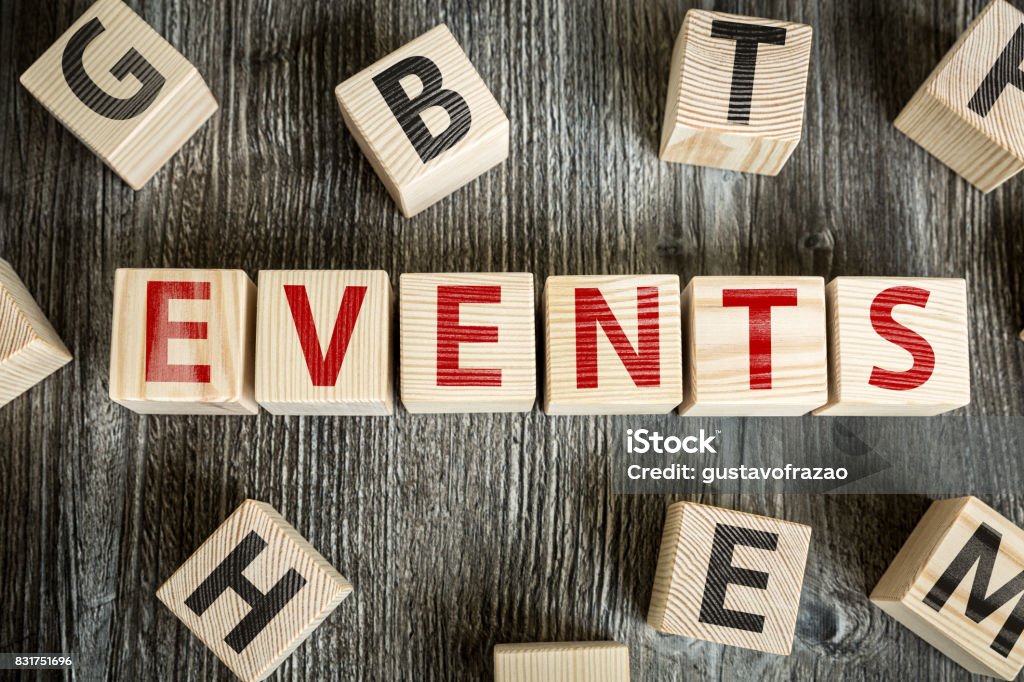 Events Events toy block Event Stock Photo