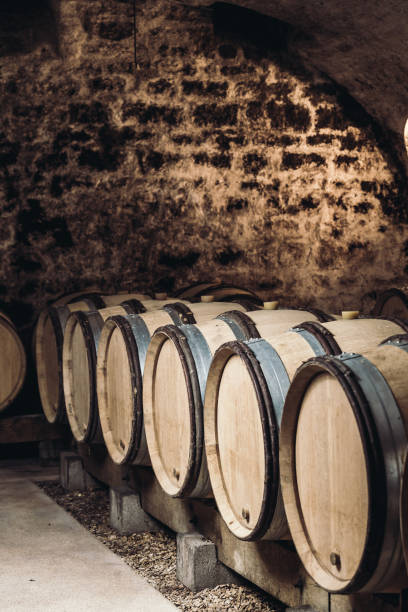 istock Barrels of wine in a wine cellar 831751714