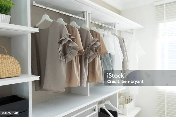 Walkin Wardrobe Stock Photo - Download Image Now - Closet, Blouse, Coathanger