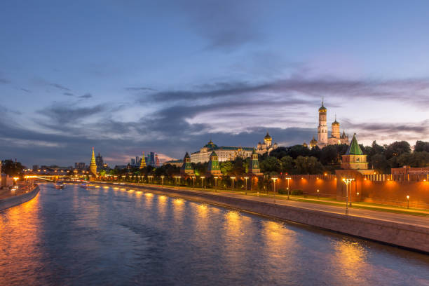 istock Illuminated Moscow Kremlin and Moscor River at night. Russia 831767576