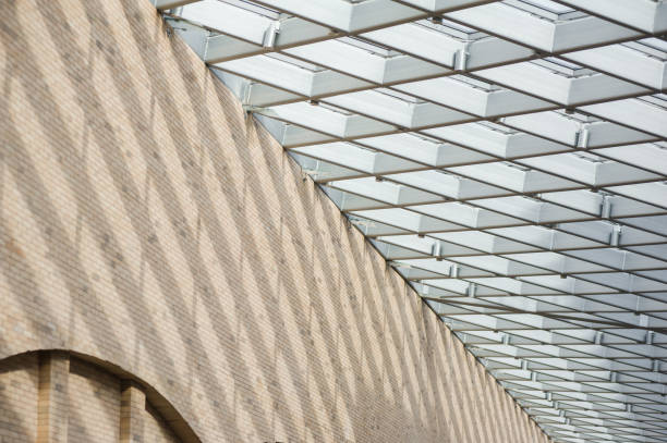 istock Metallic iron construction. Building construction. Shopping center. Airport 831769530