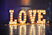 Wedding decorations. glowing love letters