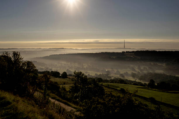 Early Morning on Castle Hill From Castle Hill near Huddersfield towards Emley pennines photos stock pictures, royalty-free photos & images