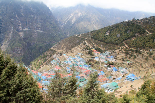 istock Shot from the Everest Basecamp trail at Namche Bazaar in Nepal 831790350