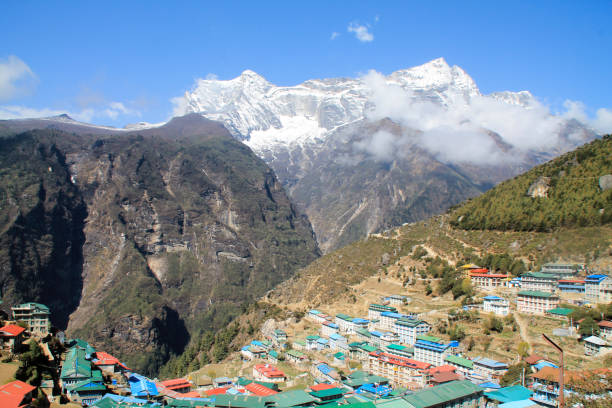 istock Shot from the Everest Basecamp trail at Namche Bazaar in Nepal 831798504