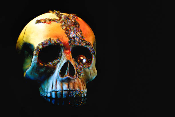 istock Calavera mexican skull head with jewels, paint effect 831808756