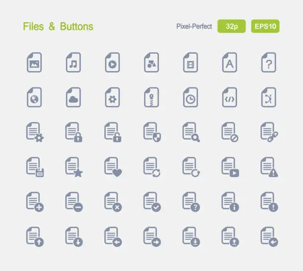 Vector illustration of Files & Buttons - Granite Icons