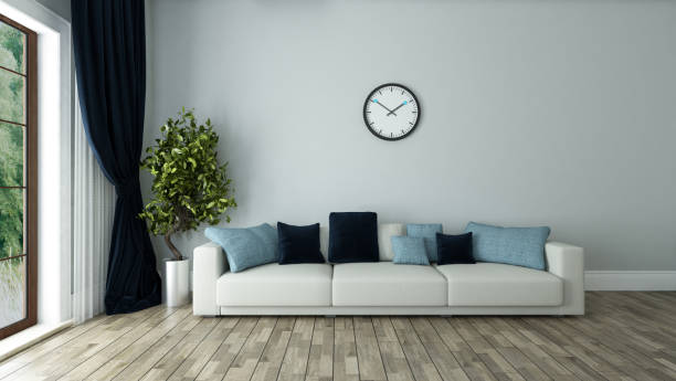 istock blue wall living room interior design 831812002