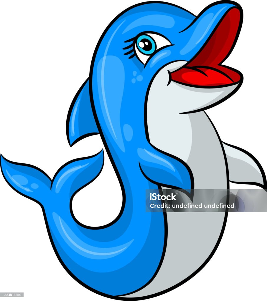 Funny cartoon dolphin Funny cartoon dolphin. Vector illustration Isolated on white background. Dolphin stock vector