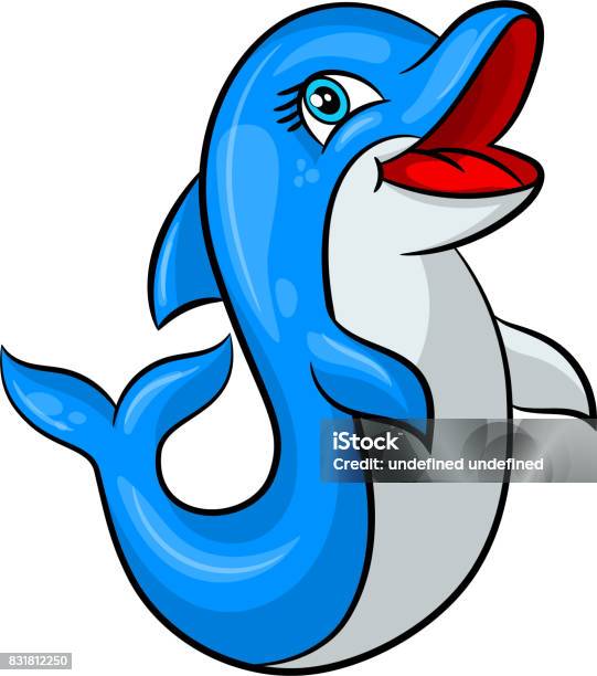 Funny Cartoon Dolphin Stock Illustration - Download Image Now - Dolphin, Emoticon, Alphabet