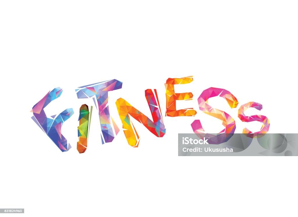 Aerobic Exercise Lettering Fitness Vector Inscription Of Triangular Letters Stock Illustration ...