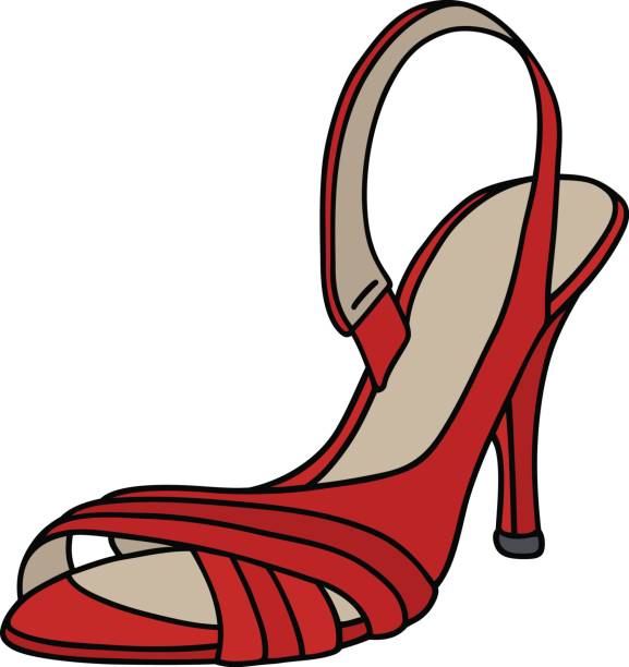 Red Tape Shoe On High Heel Stock 