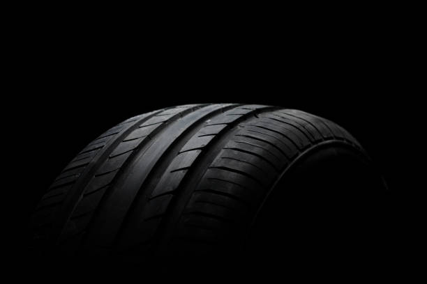 istock Studio shot of a black car tires 831831916