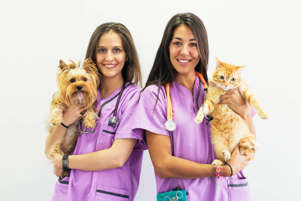 istock Cheerful women veterinary holding her pets. 831831986