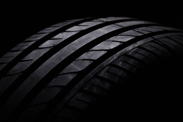 istock Studio shot of a black car tires 831831988
