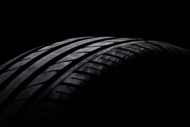 Studio shot of a black car tires