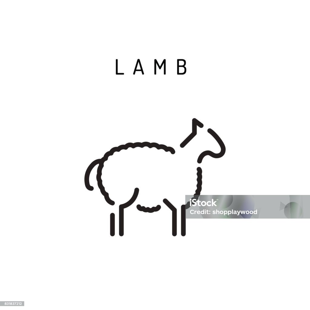 icône de contour de vecteur agneau agneau - clipart vectoriel de Mouton libre de droits