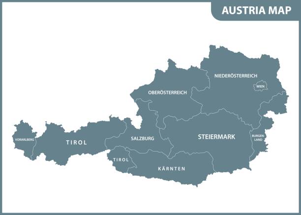 The detailed map of the Austria with regions The detailed map of the Austria with regions austria map stock illustrations