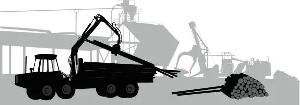Vector illustration of Saw Mill Delivery