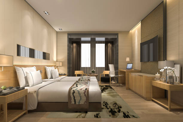 istock 3d rendering luxury modern bedroom suite in hotel and resort 831847360